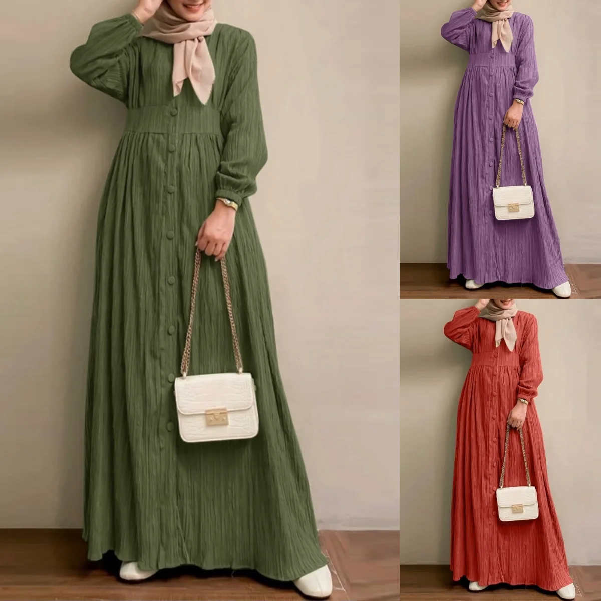 Solídne Farby Moslimských Dlhé Šaty Dubaj Ramadánu Islamskej Župan Ženy Módne Oblečenie Plus Veľkosť Žena Kaftan