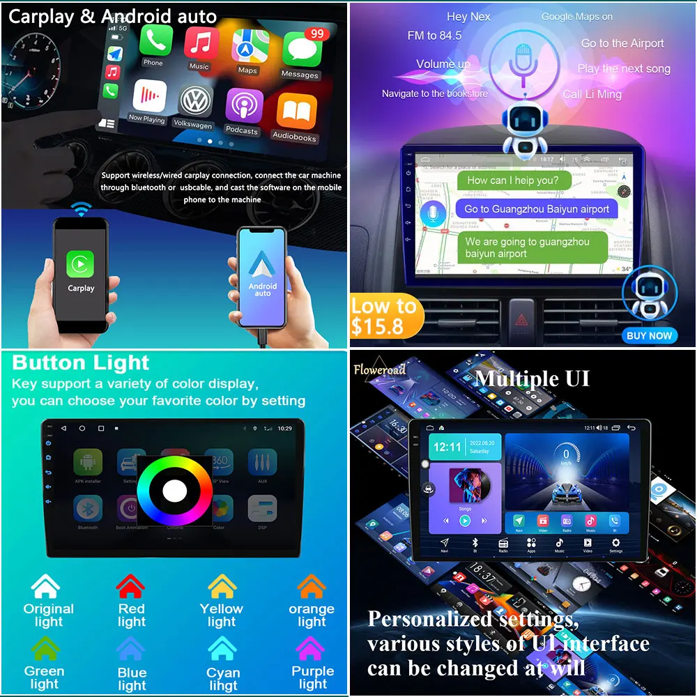 Stereo 2din 4G autorádia Android Pre JAC T6 T8 2015 2016-2018 Multimediálny Prehrávač Navigácie GPS Auto Carplay Video QLED Obrazovke BT