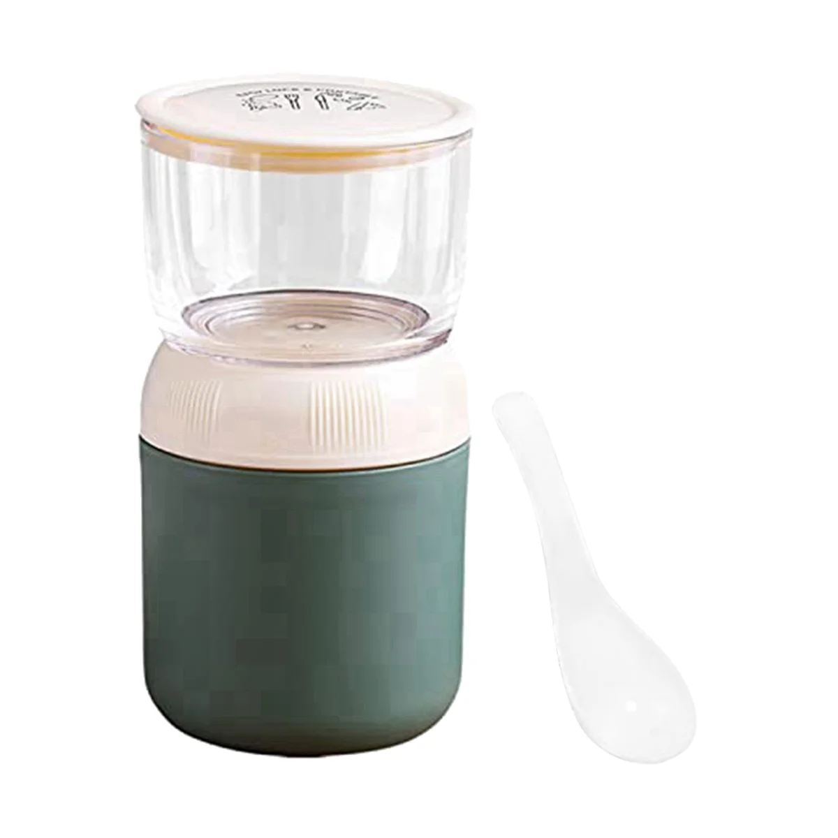 Take-Away ovsené vločky Pohár 400 ml+300 ml s Lyžice ovsených vločiek Dva-V-Jednom Praktické Jogurt Pohár ovsených vločiek Izolované Jogurt Pohár