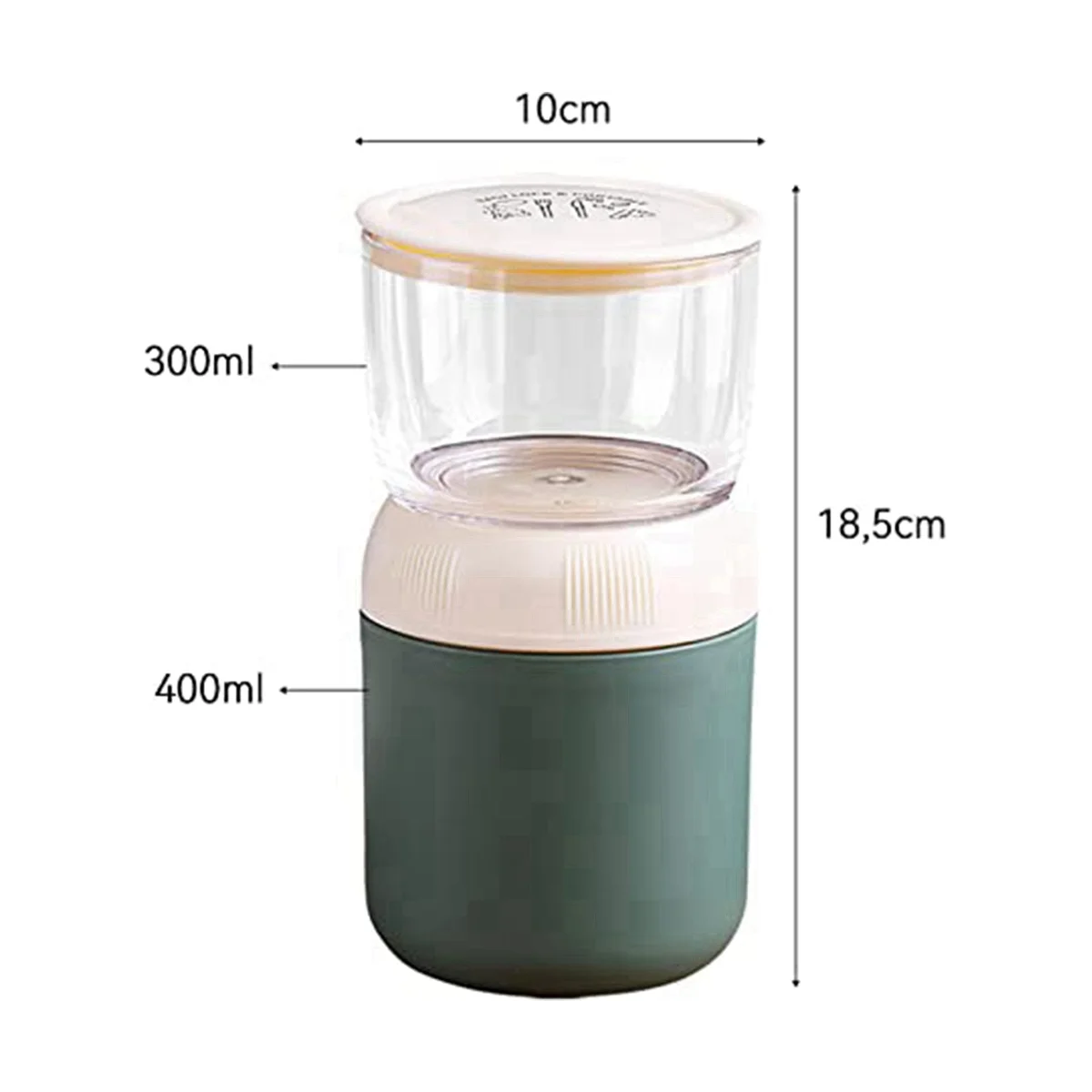 Take-Away ovsené vločky Pohár 400 ml+300 ml s Lyžice ovsených vločiek Dva-V-Jednom Praktické Jogurt Pohár ovsených vločiek Izolované Jogurt Pohár