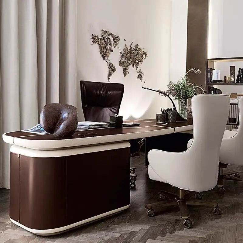 Taliansky ľahké luxusné deskdesigner high-end fashion šéf stôl kancelársky stôl stoličky zmes písací stôl domáci počítač stôl