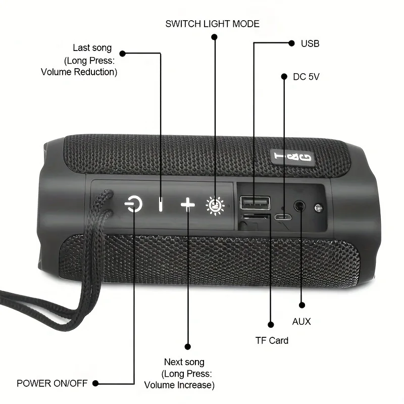 TG227 Waterpro S Lampou Vonkajšie Prenosné Zvislé Bezdrôtové pripojenie Kompatibilných Reproduktorov Prehrávač Hudby Podpora USB/ TF/ FM Rádio, Hudba Strany