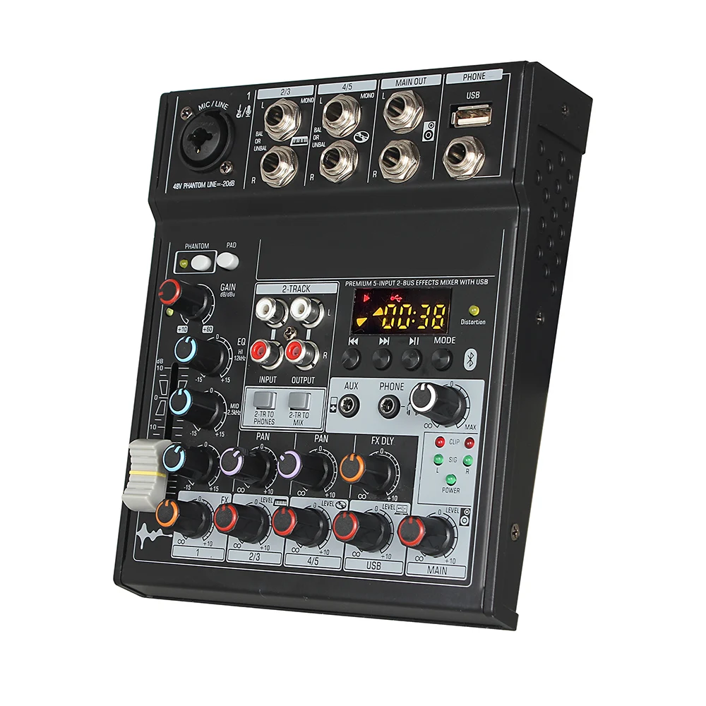 TG502 Audio Mixer Bluetooth Audio Prijímač Mixing Console Karaoke Dj Mixer 4 Kanálový Stereo Zvuk Palube 48V Phantom Power