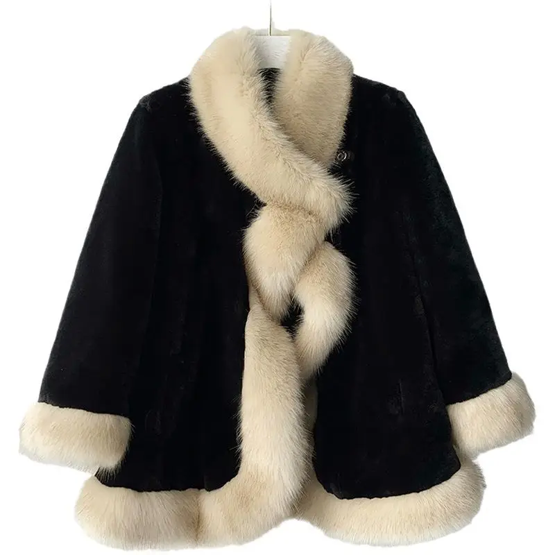 Top Fox Bundy pre Ženy Oblečenie Umelé kožuchy Stojan Golier Winter 's Cold Kabát T87