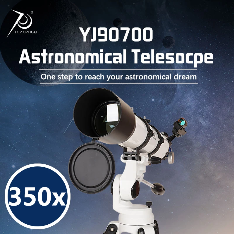 TOPOPTICAL 350x Profesionálne Refractor 90 mm Astronomickému Teleskopu Silný Monokulárne Rovníková Montáž Nehrdzavejúcej Ocele Statív