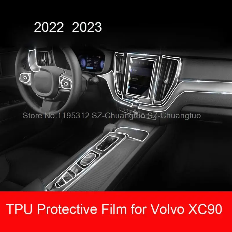 TPU Ochranný Film na Volvo XC90 2022-2023 Interiéru Vozidla Centrum regulačné zariadenia Leteckej Navigačnej Tabuli DoorPanel anti-scratch