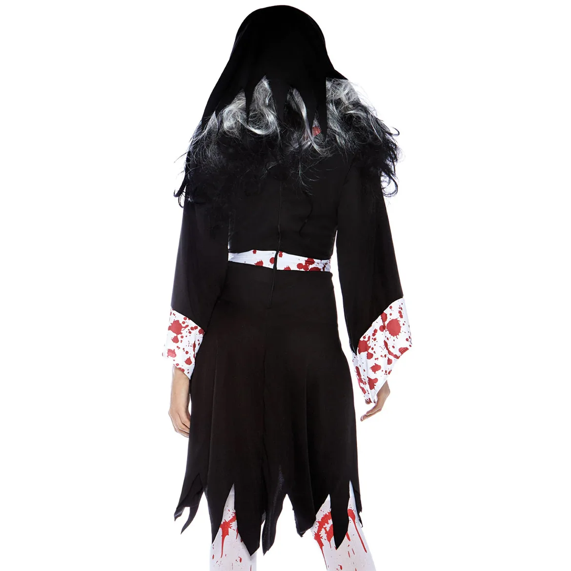 Upír Bloodstained Mníška Kostým Krvi Odkvapkávanie Zombie Cosplay Kostýmy Ženy Halloween Karneval Party Oblečenie