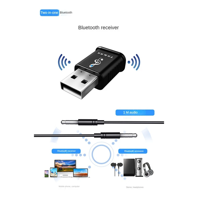 USB Bluetooth 5.0 Vysielač, Prijímač 4 In 1 Multifunkčné Bezdrôtové Audio Auto Adaptér Bluetooth Jednoduché Prenášanie