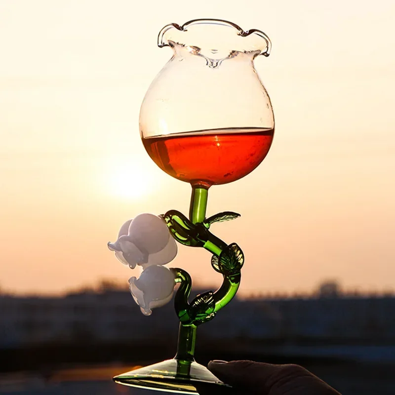 Vintage Koktail Šampanské Sklo Kvet Šálku Čaju Ručné Vody Pohár Trojrozmerné Bell Orchidea Fire Sklo Pohár Vína Sklo