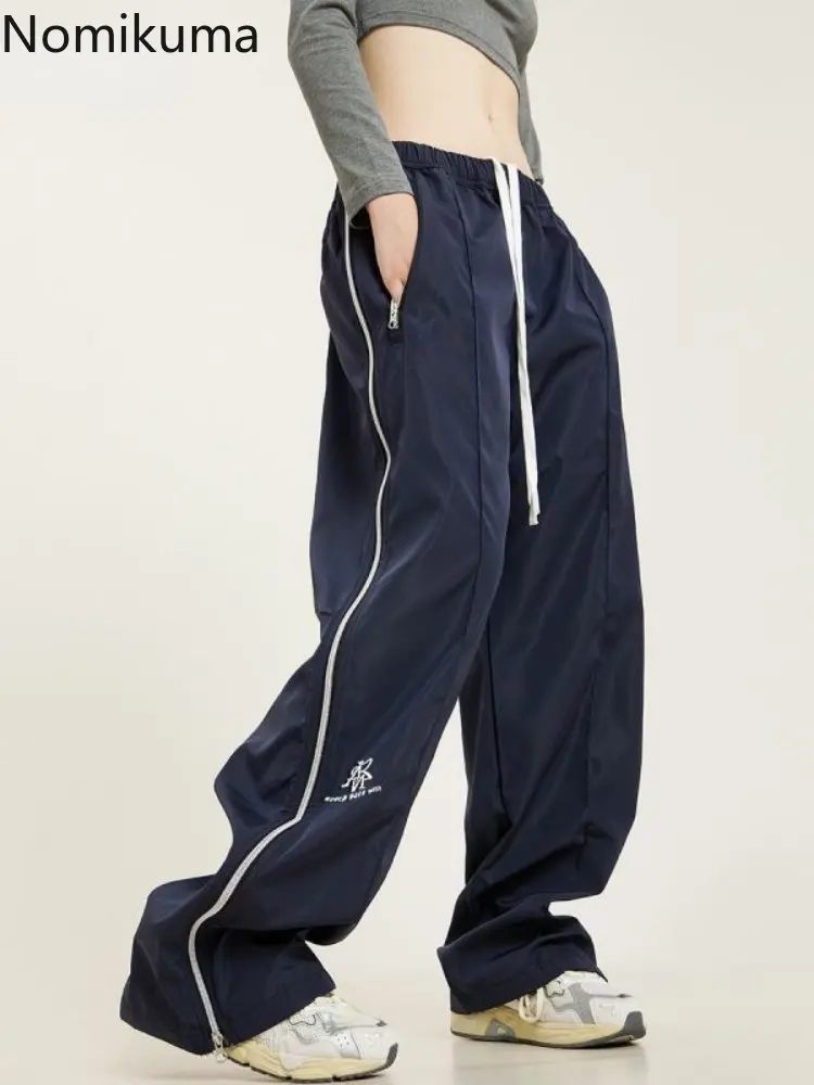 Vintage Tepláky Streetwear Elegantné Hip-hop Joggers Harajuku Širokú Nohu, Nohavice Vysoký Pás Rovno Bežné Pantalon Femme Y2k Oblečenie
