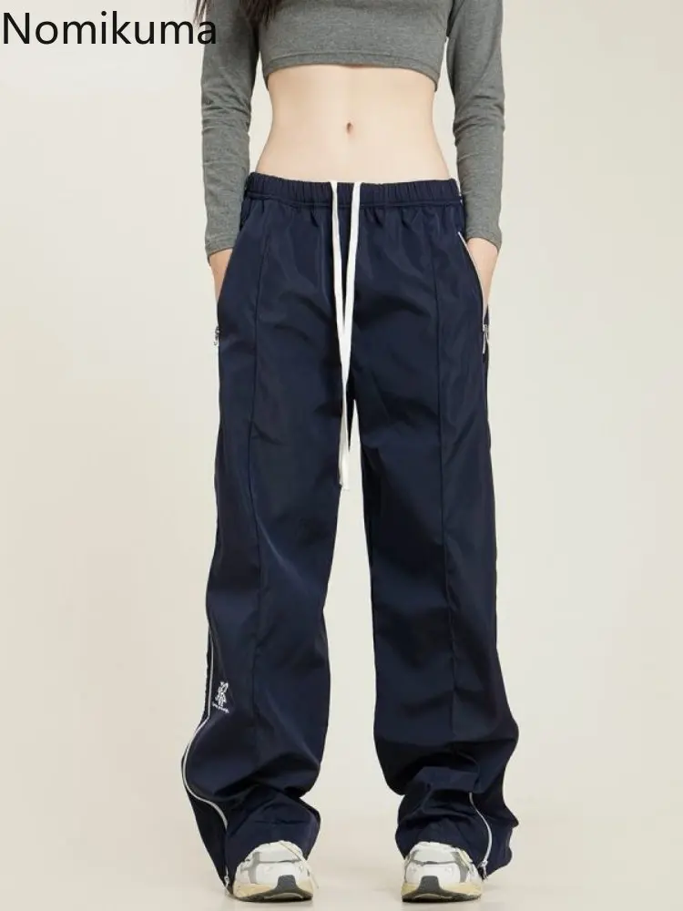 Vintage Tepláky Streetwear Elegantné Hip-hop Joggers Harajuku Širokú Nohu, Nohavice Vysoký Pás Rovno Bežné Pantalon Femme Y2k Oblečenie