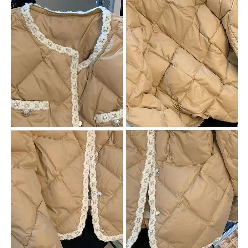 WTEMPO dámske Dlhý Rukáv Diamond Puffer Bunda Ľahký Vintage Prešívaný Kabát Outwear Dámy Voľné Tlačidlo Zime Patria Parkas