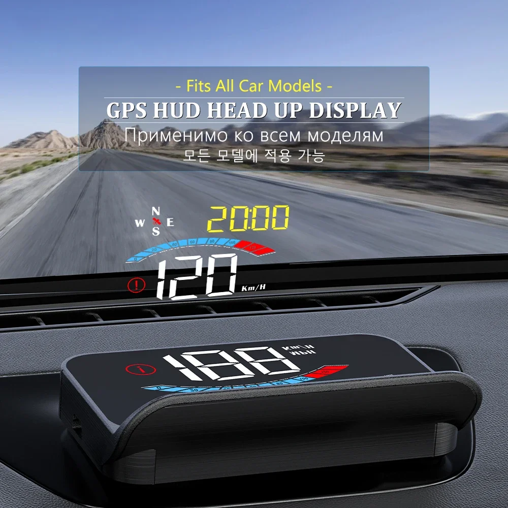 WYING M16 GPS HUD čelného skla Rýchlomer Smart Digital Kilometrový Čas Kompas Projektor prekročenia rýchlosti Auto Alarm, Head Up Display