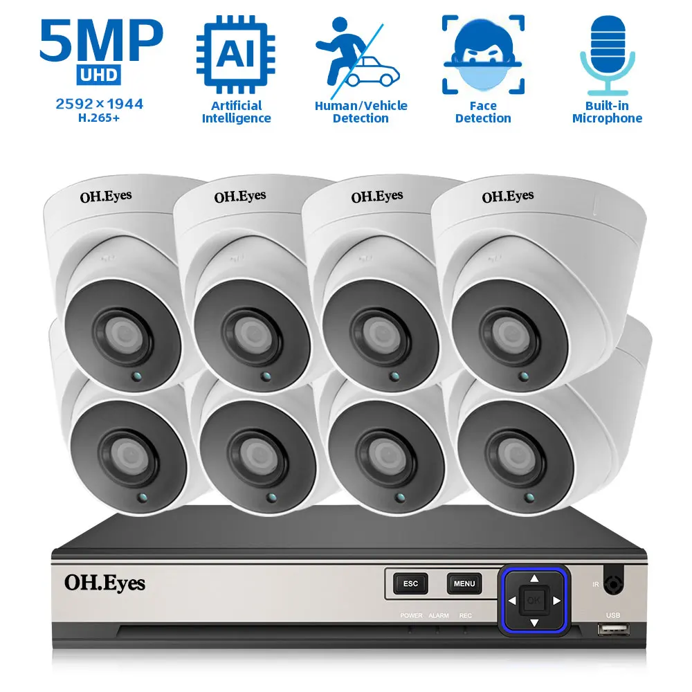 XMEYE KAMEROVÝ Bezpečnostný kamerový Systém Nastaviť 4K POE NVR Auta 8CH Krytý 5MP IP Dome Kamera kamerový Systém Kit 10CH P2P 4CH