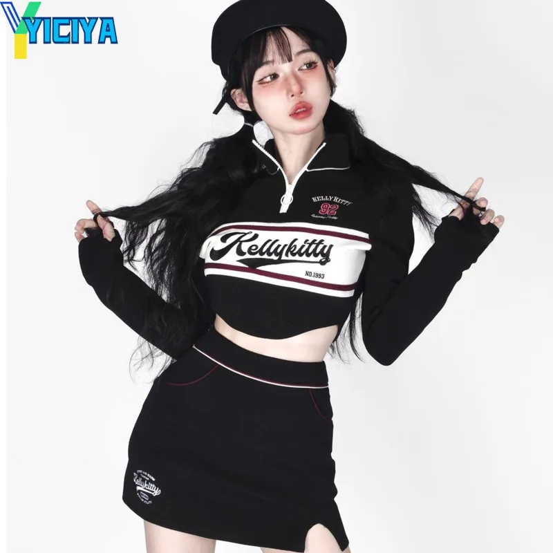 YICIYA bunda bomber ženy varsity zips nové vrchné oblečenie Bundy kórejský dámske oblečenie y2k American racing Jacket retro kabát top