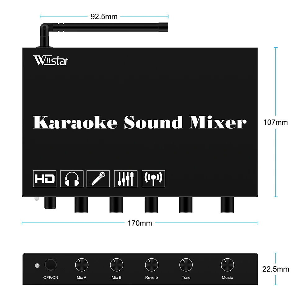 Zvuk Mesto Bezdrôtový Mikrofón Karaoke Mixér Systém s HDMI Optický (Toslink), 3,5 mm audio , Podporuje Smart TV(SWM16-MAX.)