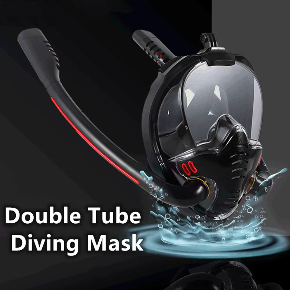 Šnorchlovanie Maska Potápačská Maska Potápanie Dvojité Šnorchel Trubice Suché Dospelých, Plávanie Maska Potápačské Okuliare, Samostatný Dýchanie Pod Vodou