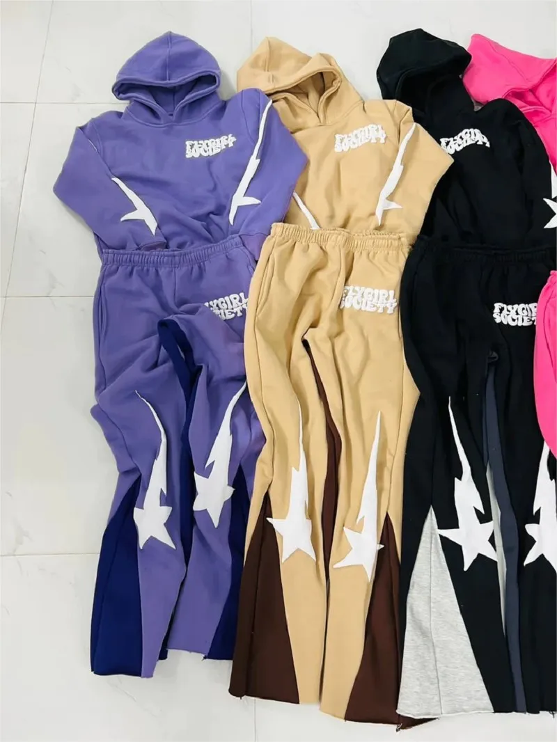 Ženské tlačené písmeno nohavice 2023 zimné móda Harajuku retro teplé športové nohavice veľké hip-hop Y2K populárne osobnosti.