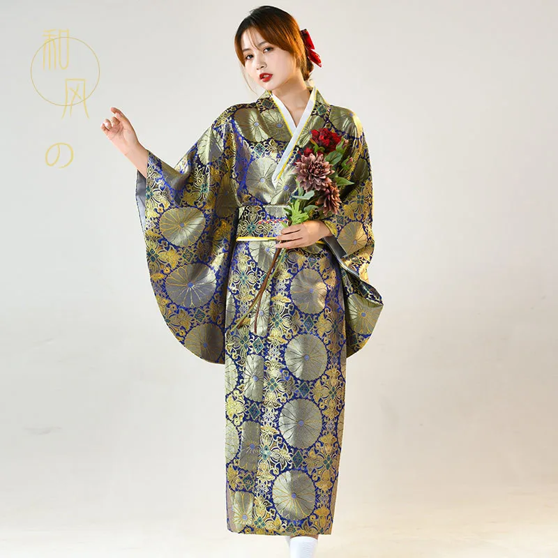 Ženy Japonskom Štýle Kimono Yukata S Obi Luk Dámy Geisha Etapa Vykonanie Formálnych Cosplay Kostým Fotografie Rúcha