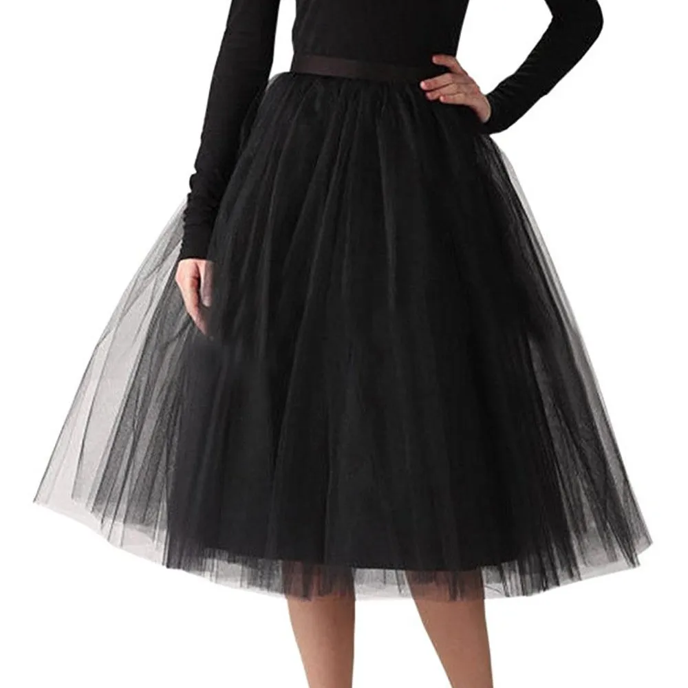 Ženy, Midi Riadok Tutu Tylu Sukne s Vysokým Pásom Skladaný Korčuliarov Sukne Dámske Vintage Lolita plesové Šaty, Letné saias jupe